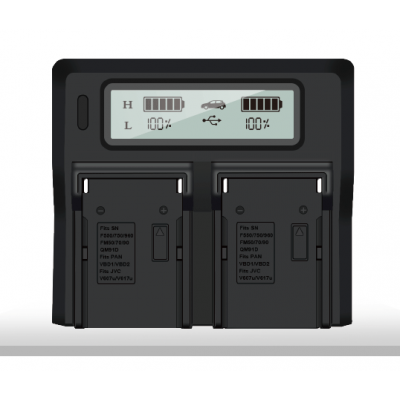 New High quality LCD Screen Camera Battery Dual Charger USB Charger For Sony F550/F750/F960